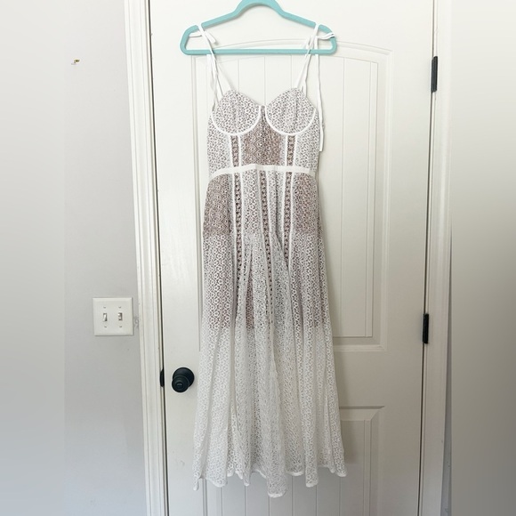 NWT Self-Portrait Lace Panel Midi Dress - Picture 4 of 16